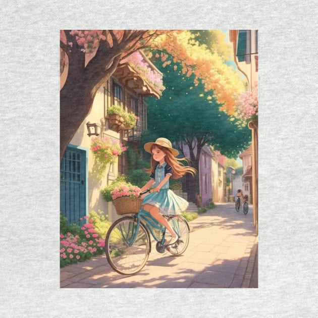 A cute girl explores a lively street on her bicycle. by MeriemBz